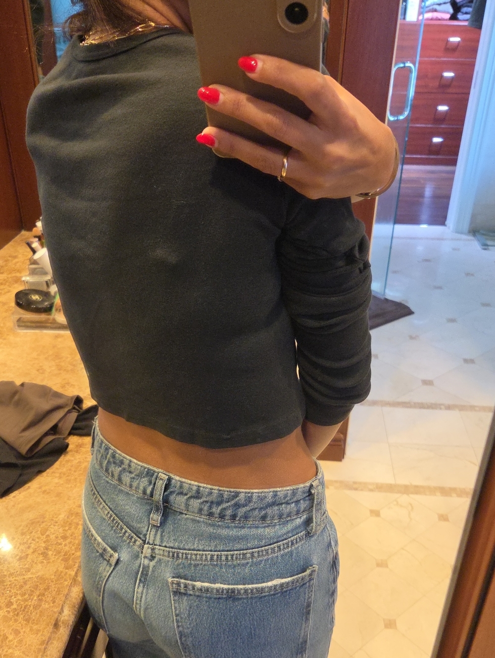 BRANDY MELVILLE BLACK V NECK LONG SLEEVE T SHIRT "DEANIE" TOP $30 - Picture 4 of 4